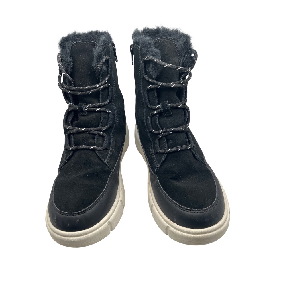 Sorel Explorer II Joan Black Faux Fur Waterproof Winter‎ Boots Womens 5